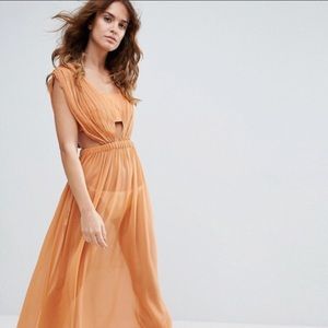 ASOS gathered ruched chiffon maxi beach dress